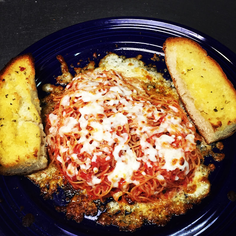 Beautifully presented dessert or appetizer at Holiday Pizza restaurant