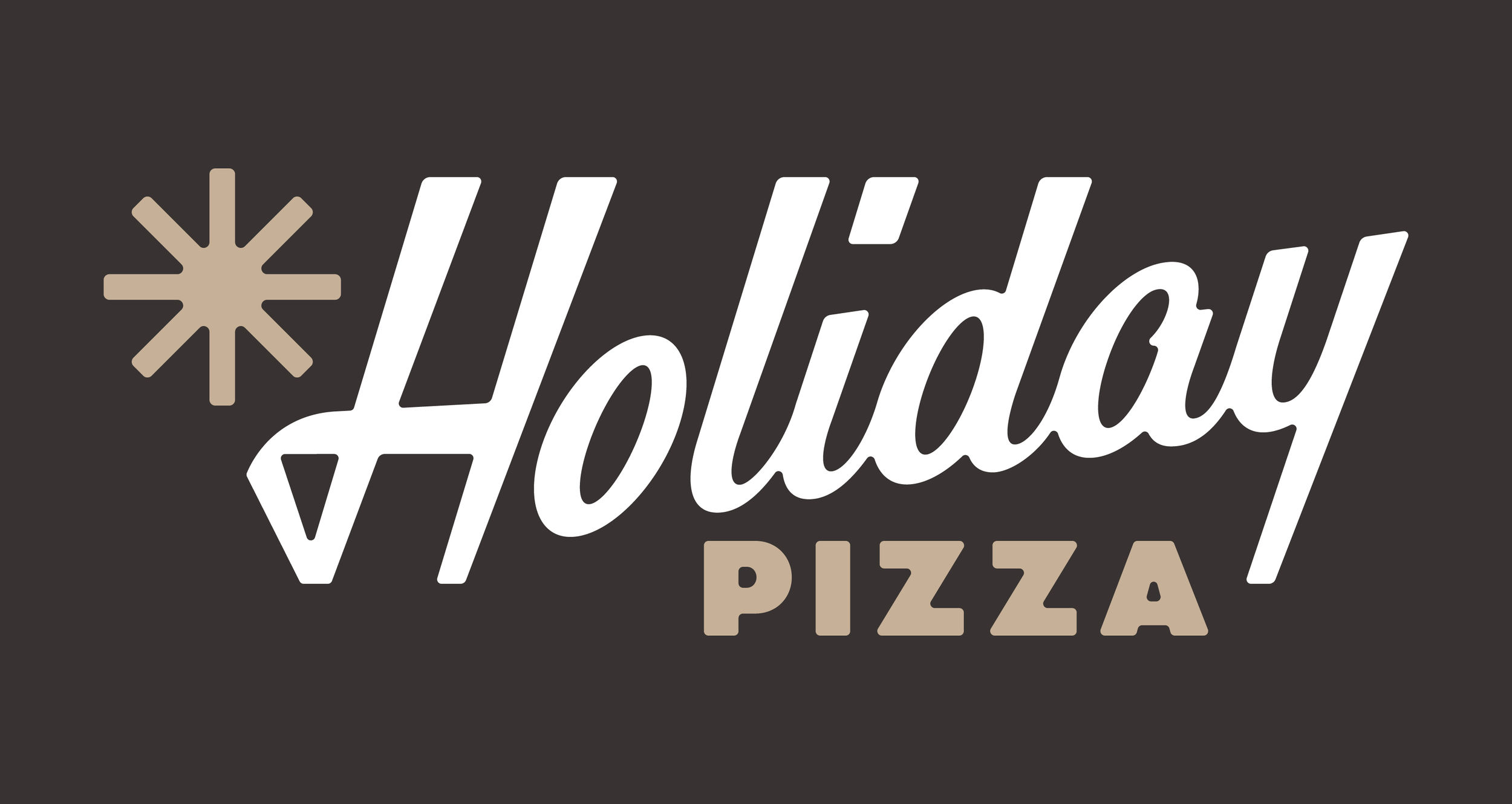 Spread of Holiday Pizza dishes including pizza, pasta, salads, and grinders